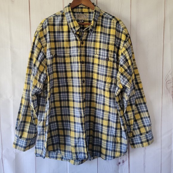 Duluth Trading Co Other - Duluth Trading Co. 2XL Plaid button down flannel shirt, blue/yellow. EUC